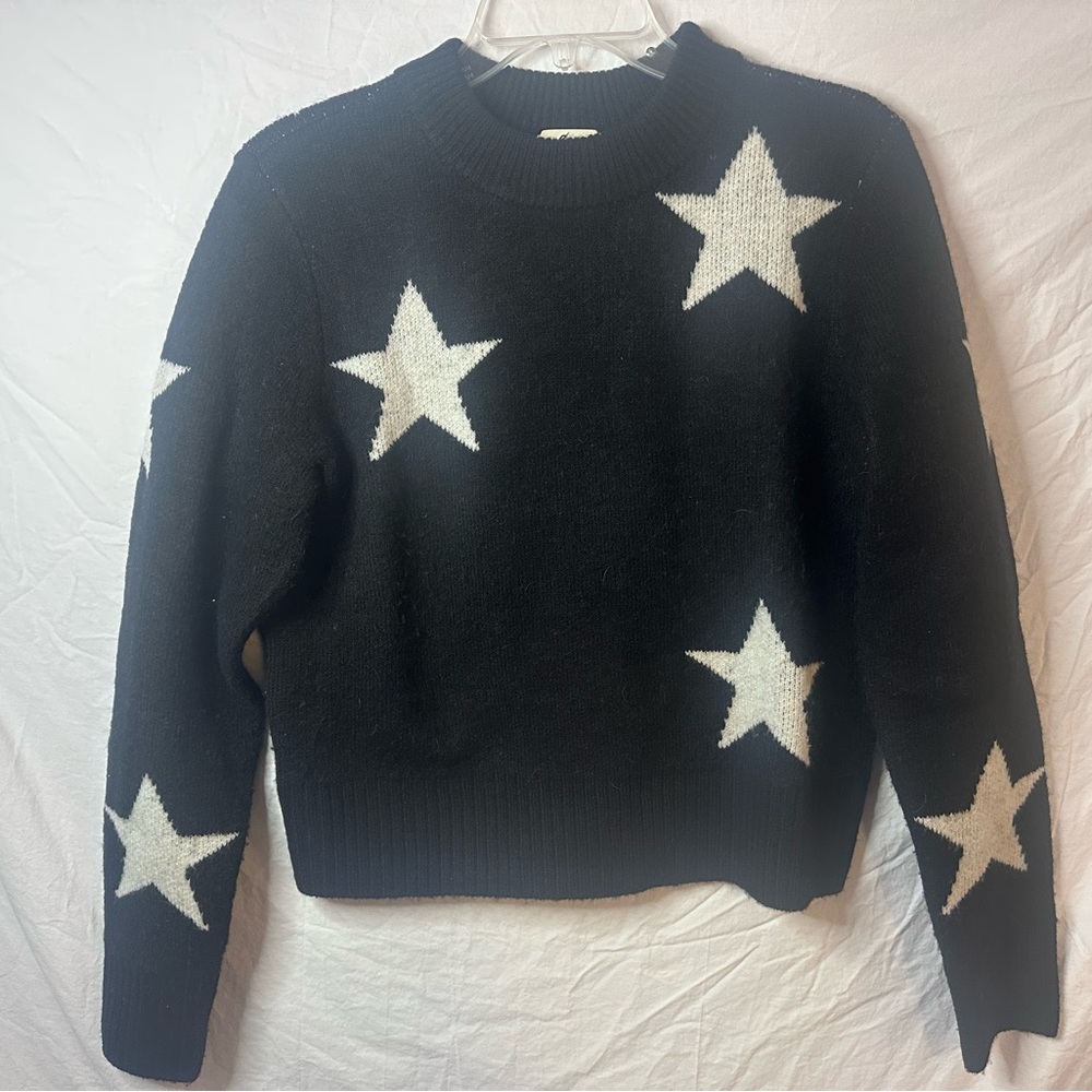 Cosmic Blue Love Black Star Knit Sweater Medium - Picture 1 of 2